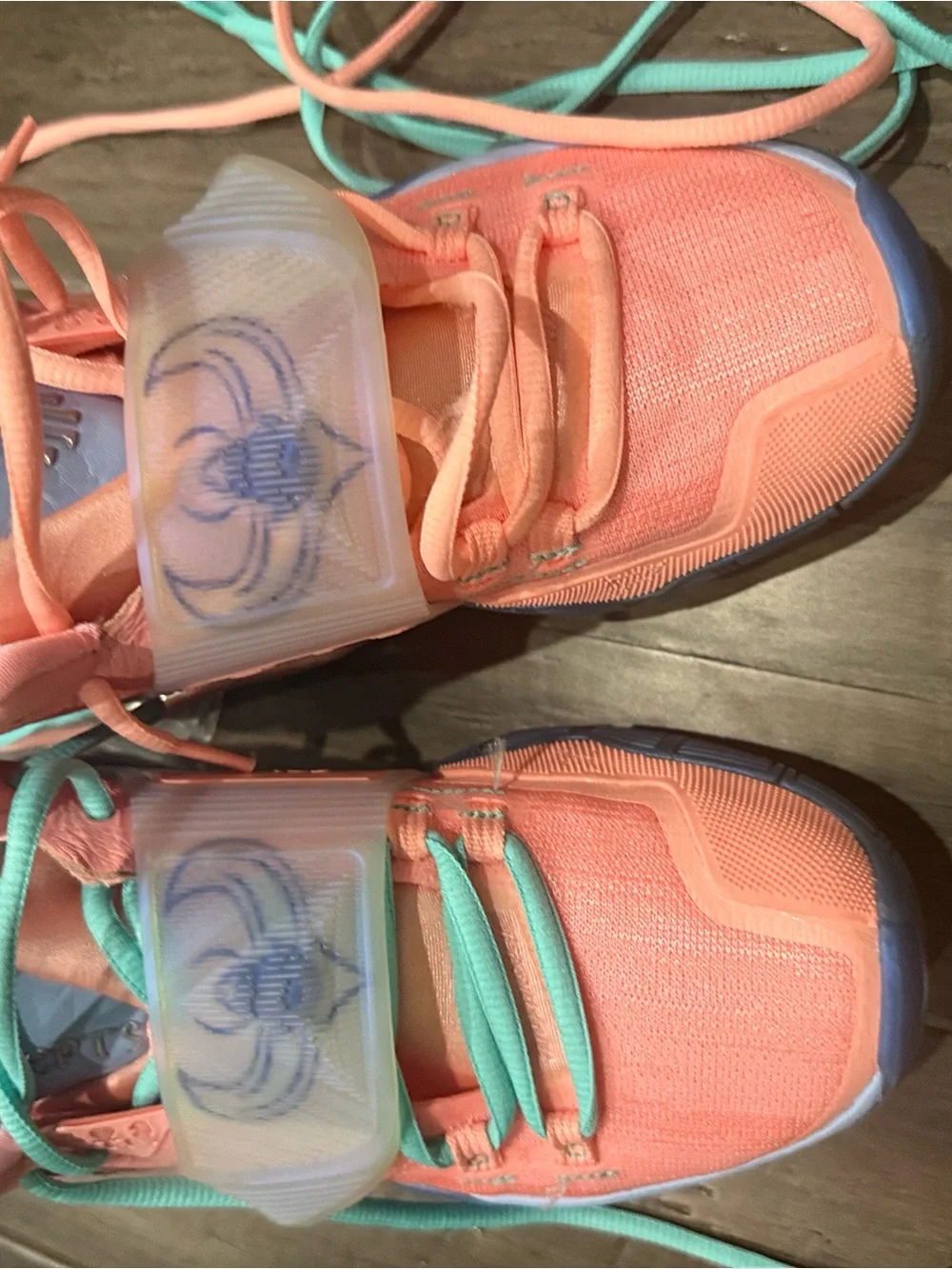 Kids Coral Pink Athletic Sneakers with Mint Accents Nike kyrie concepts x